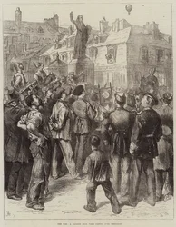 La guerra, un globo de París pasando sobre Versalles